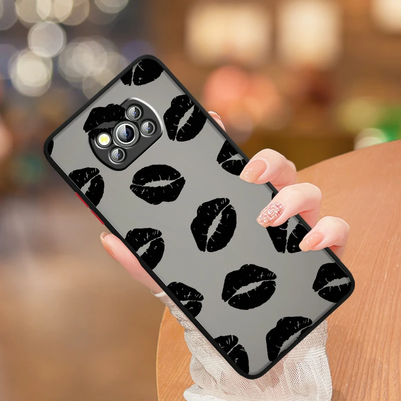 Lips Love Art-funda de teléfono suave para Xiaomi Mi, carcasa translúcida esmerilada con diseño de lujo para Mi Poco X5, X4, X3, M6, M5S, M5, M4, M3, F5, F4, F3, F6 Pro, 5G - imagen 4