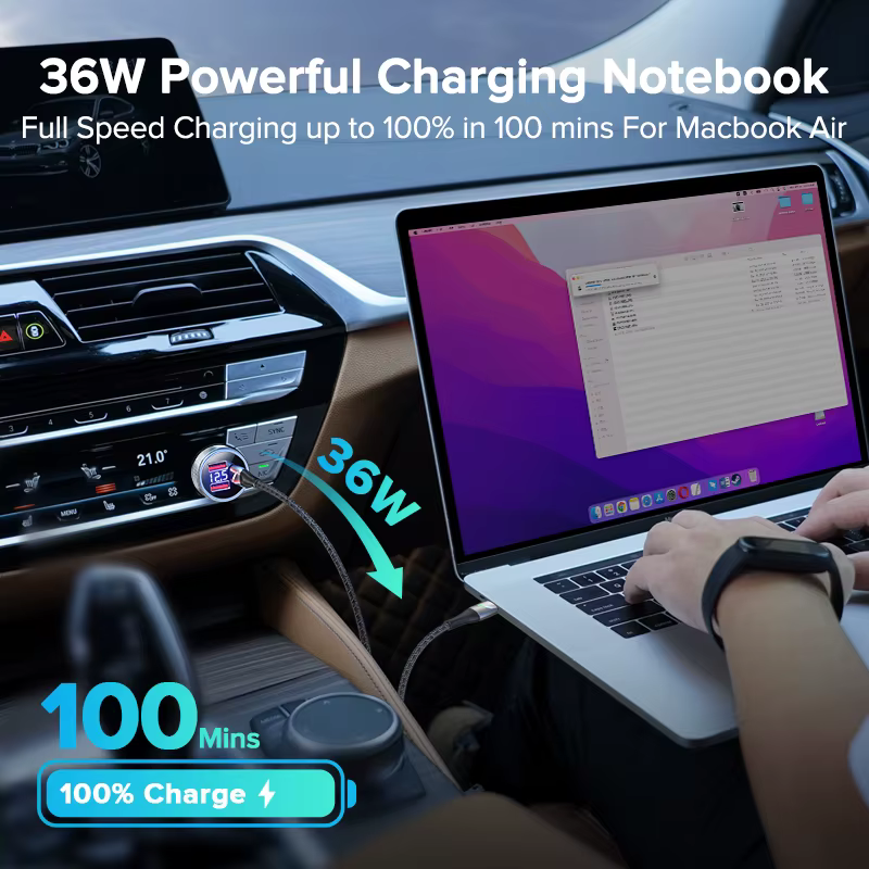 QOOVI Cargador Coche 80W PD USB-C Doble Puerto Carga Rápida iPhone 13 - imagen 2
