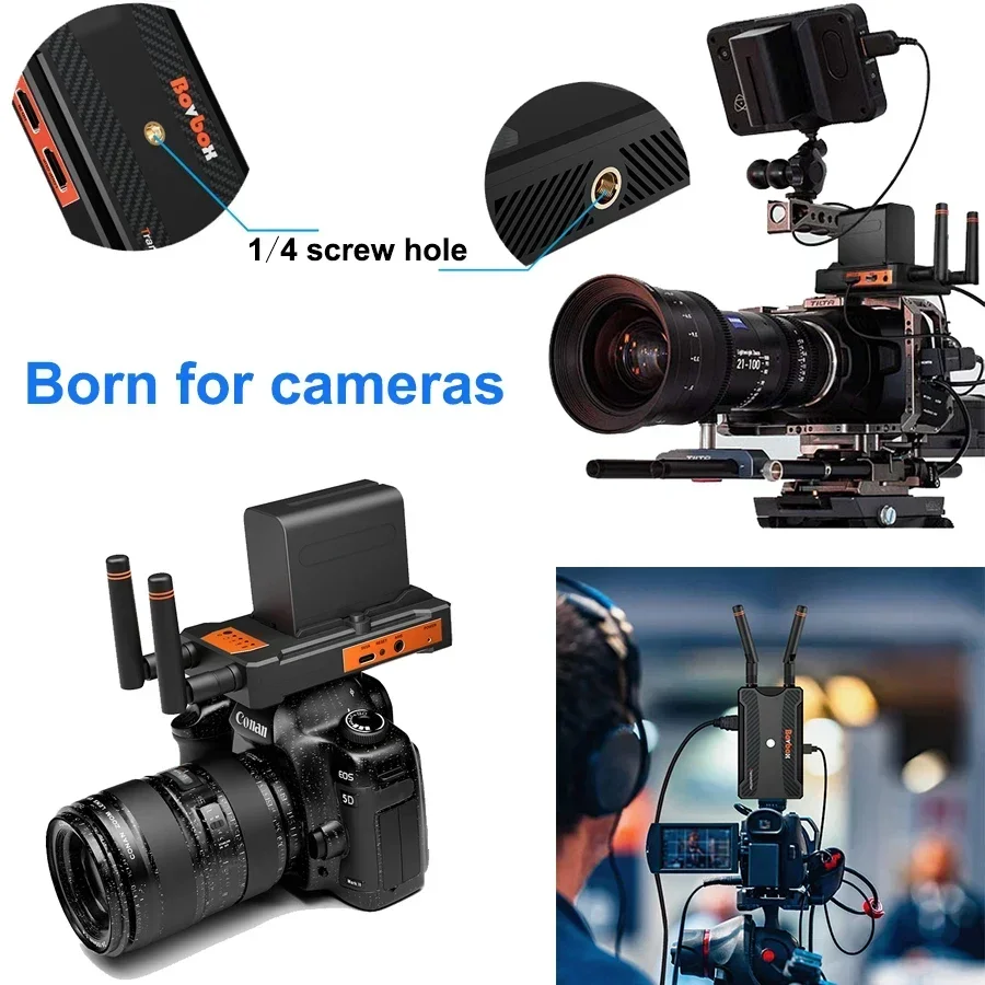 Receptor y transmisor de vídeo extensor HDMI inalámbrico de 200m para cámara de PC YoloBox Pro PS4 transmisión en vivo a Monitor de TV batería de soporte - imagen 3