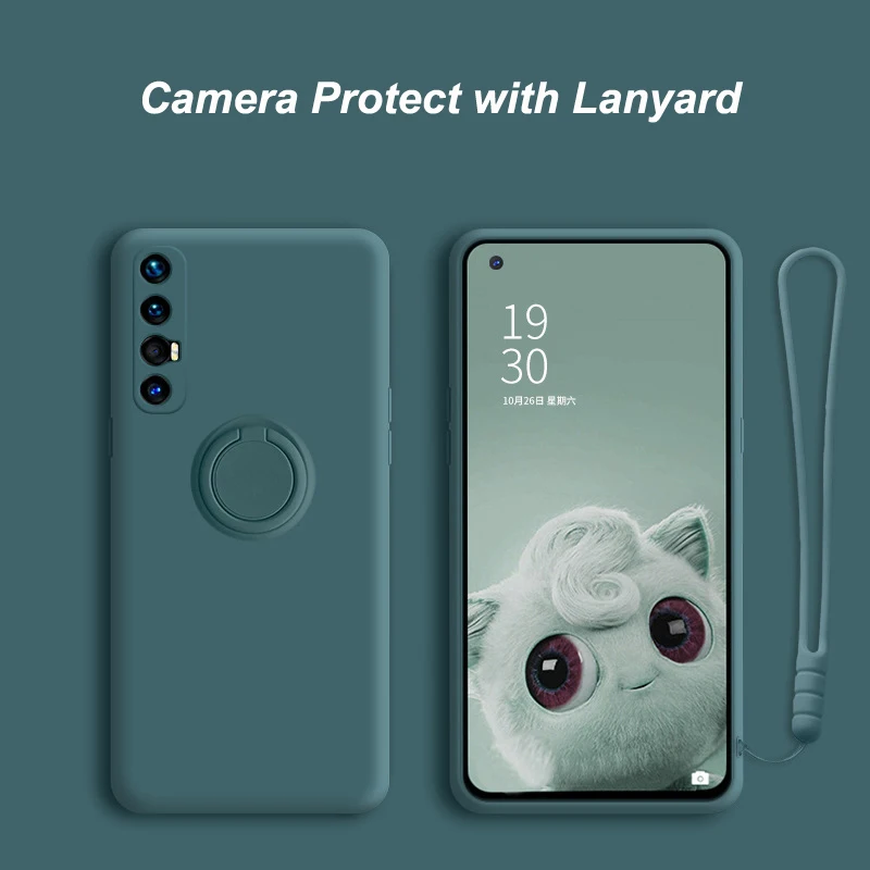Para OPPO Reno 5 4 Pro 3 5G A72 A92 Find X3 X2 Neo Lite A8 A31 A91 funda protectora para cámara líquida soporte anillo cubierta suave - imagen 3