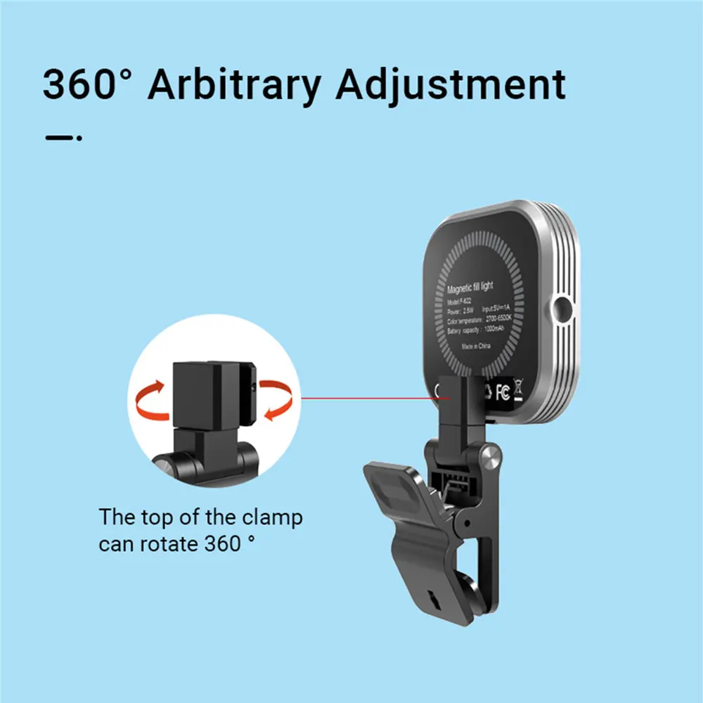 Luz de relleno magnética portátil para Magsafe, lámpara Led para Iphone 15, 14, 13, 12, teléfono Android con Clip de cabeza de bola 1/4 para maquillaje Vlog - imagen 5