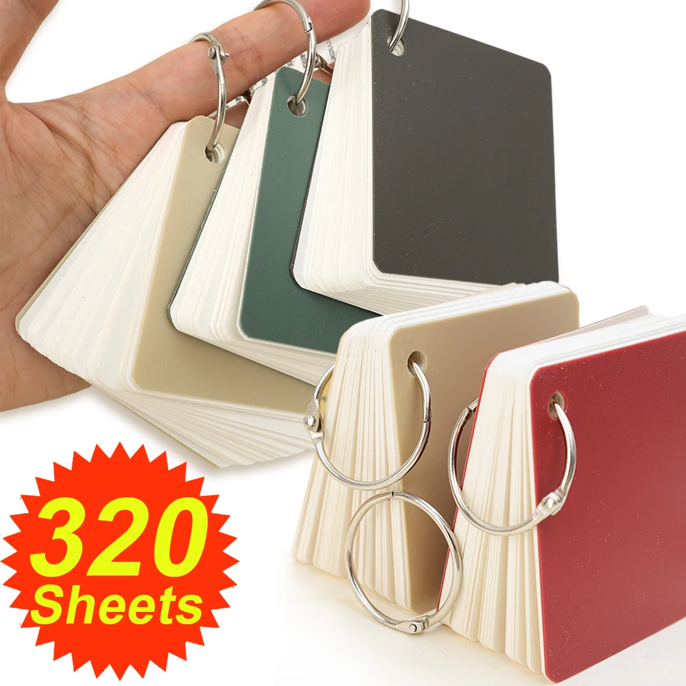 Carpeta de 80-320 hojas de papel, tarjetas flash en blanco con anillos de carpeta, libretas en espiral, Mini cuadernos, tarjetas de estudio, libro, papelería Kawaii