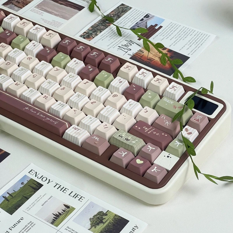 【Matcha Latte】teclas personalizadas con sublimación PBT, perfil de cereza, bonito diseño Original, tecla de punto artesanal para jugadores - imagen 5