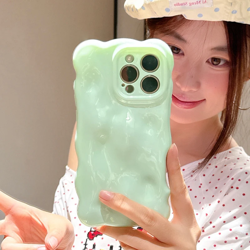 Funda de teléfono Ins 3D Clouds Waves Color dopamina TPU para iPhone 17 Air 16 15 14 Plus 13 12 11 Pro Max funda trasera suave a prueba de golpes - imagen 3