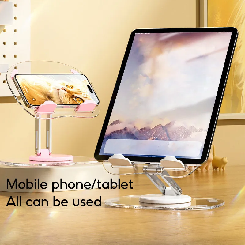 TBTIC-soporte de aleación de aluminio para tableta, accesorio de acrílico transparente, plegable y ajustable, con rotación de 720 °, para IPad - imagen 5