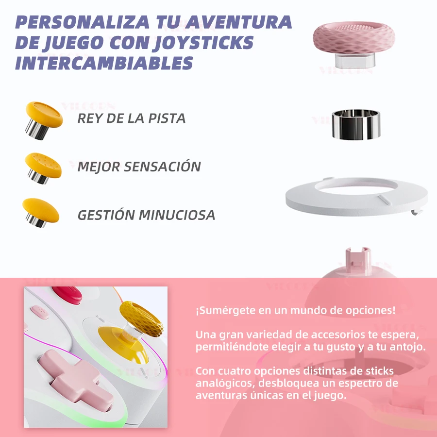 VILCORN Gamepad inalámbrico para Switch Pro BT controlador para Switch OLED/Switch Lite Joystick con luz RGB NGC apariencia Retro - imagen 3