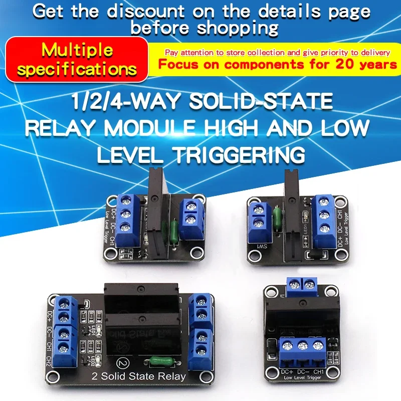 Módulo de relé de estado sólido de 5V, 1/2/4 canales, alto/bajo nivel SSR G3MB-202P, salida de 250V 2A con fusible resistivo para Arduino, 1 Uds.