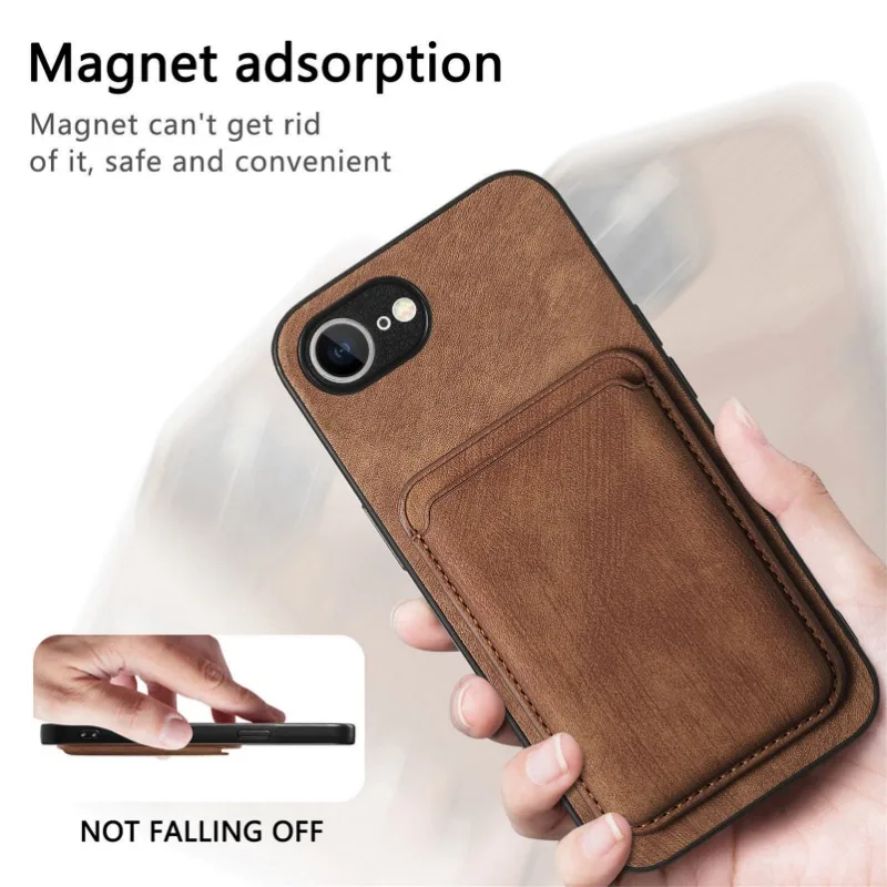 For Magsafe Leather Case for Iphone 16E 16e SE4 Magnetic Wallet Card Pocket Cover for Iphone 16E 16 Pro Max 14 15 Plus 13 12 11 - imagen 5