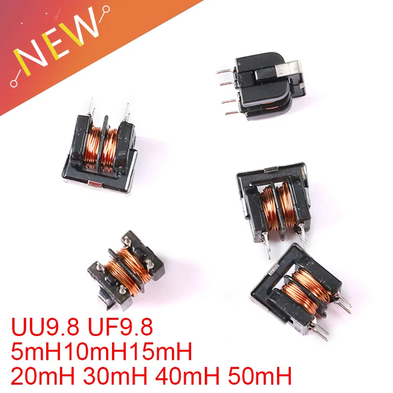 5 uds UU9.8 UF9.8 Inductor de estrangulación de modo común 5mH 10mH 15mH 20mH 30mH 40mH 50mH para paso de inductancia de filtro 7*8mm cable de cobre