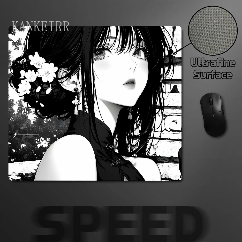 Alfombrilla de ratón para juegos e-sports, alfombrilla de ratón antideslizante profesional de Anime oscuro para chica, alfombrilla para teclado y ordenador