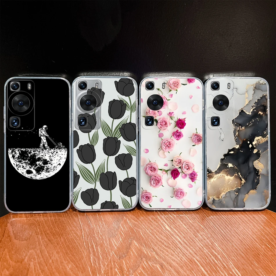 Für Huawei P60 Pro Handyhülle Einfache Blumenmuster Weiche TPU Silikon Transparente Rückabdeckung Für Huawei P 60 Leichter Stoßfänger