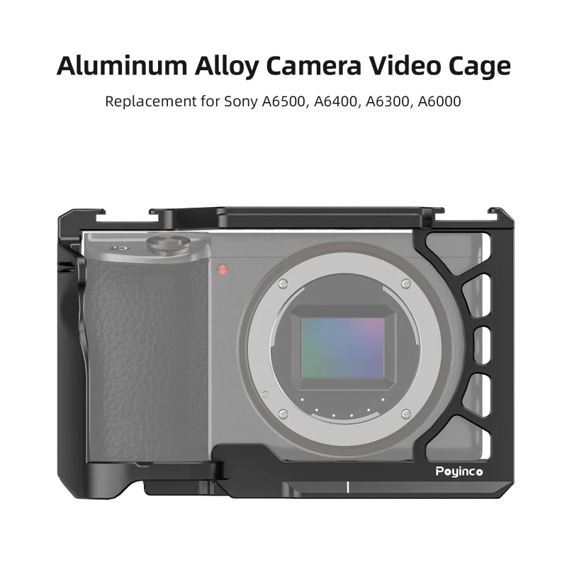 Jaula para cámara de vídeo con montaje en Zapata fría, aleación de aluminio de 1/4In y 3/8In para Sony A6500/A6400/A6300/A6100/A6000 - imagen 2