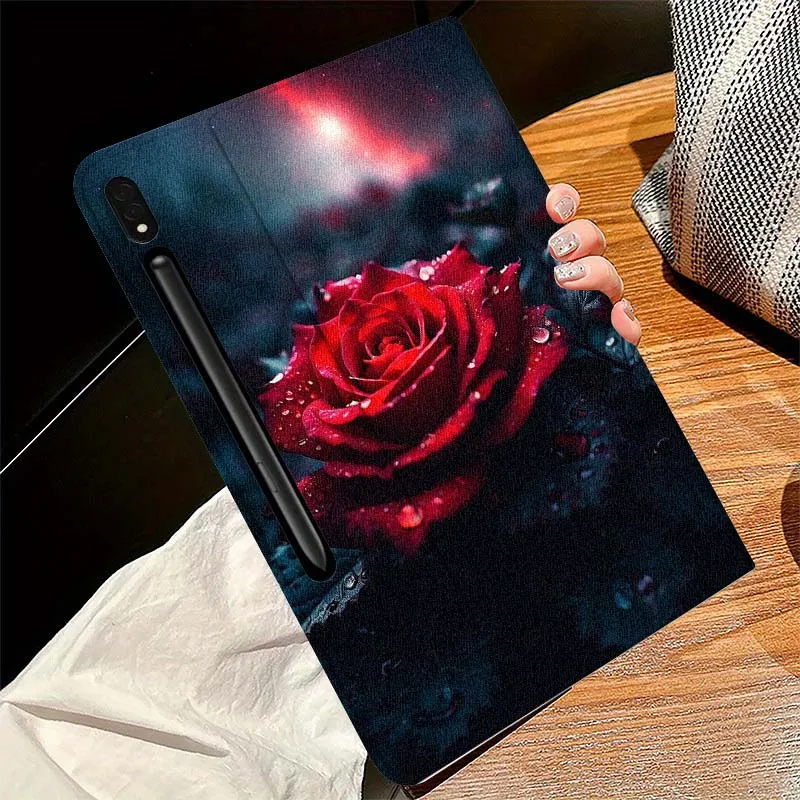 Diseño de flor de rosa roja para Samsung Galaxy Tab S11 S10 S9 S8 S7 S6 A10.1 A9 A8 A7 10,1 Lite FE Plus pulgadas funda para tableta - imagen 4