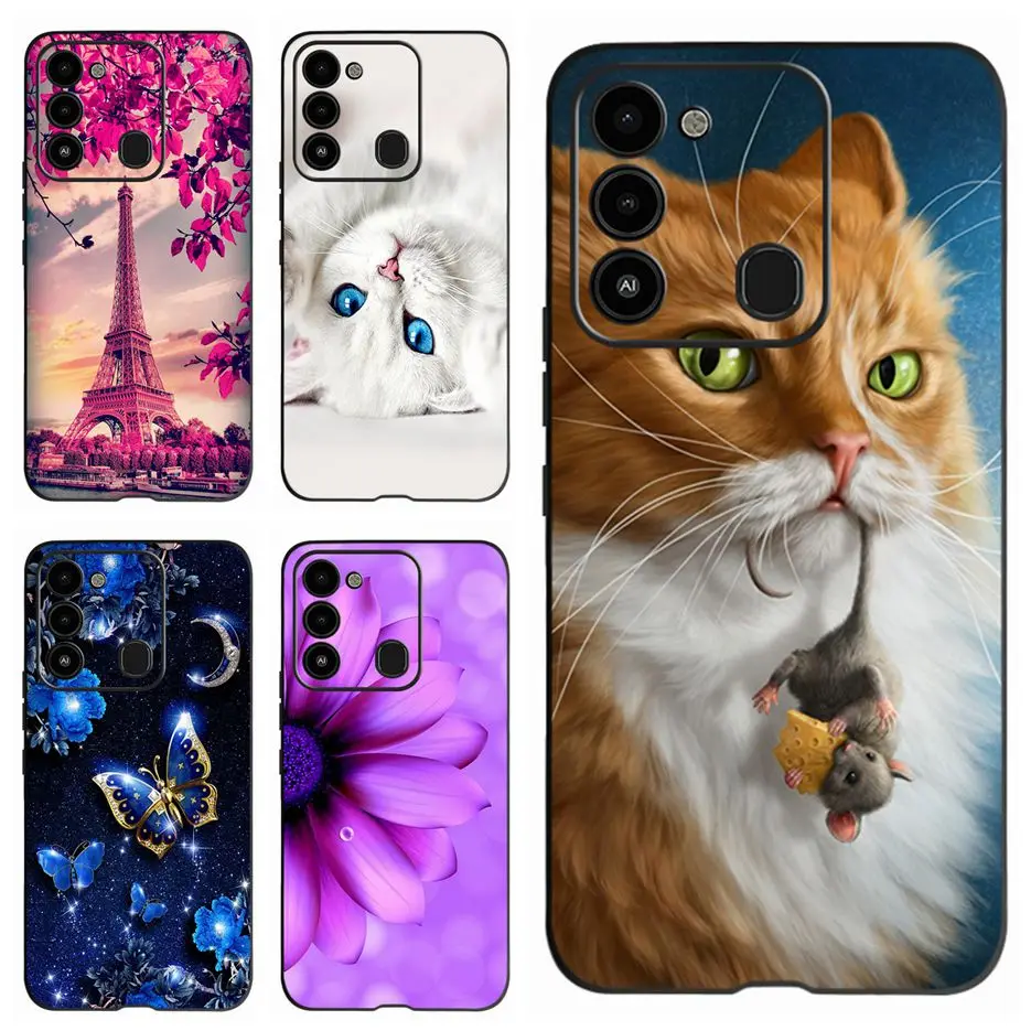 Funda protectora de silicona suave para Tecno Spark GO 2022, carcasa bonita de gato y mariposa para teléfono, Carcasa protectora para Tecno Spark 8C SparkGo 2022