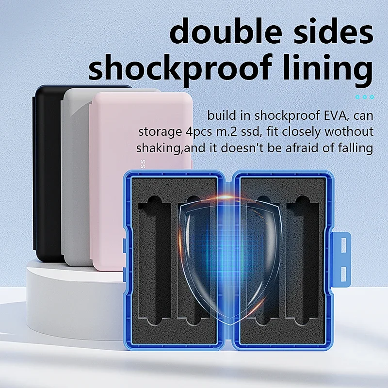 Caja de almacenamiento M.2 SSD de 4 ranuras, bolsa de carcasa SSD 2280 para SSD, caja a prueba de golpes, caja de disco duro SATA NVme para caja portátil SSD - imagen 5