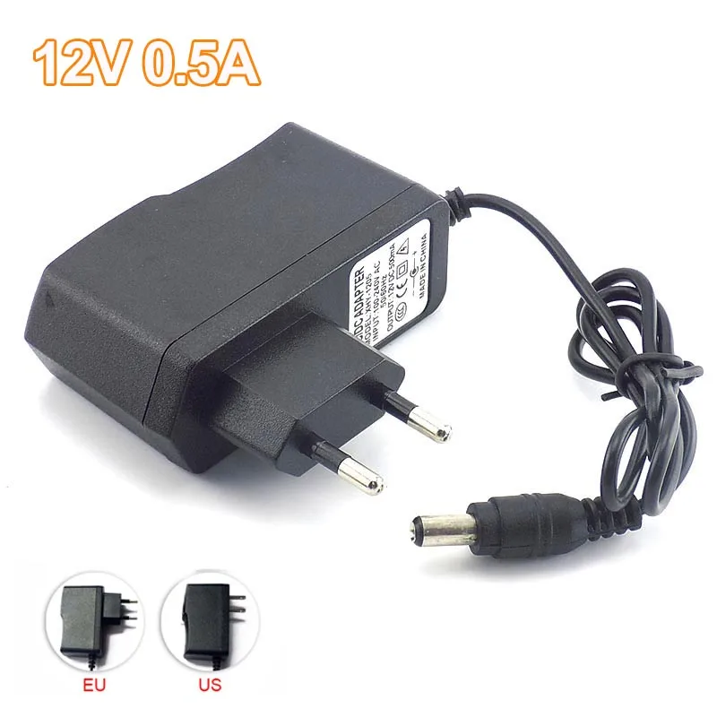 Adaptador de corriente para cámara AC a 100-240V DC 12V 0.5A 500mA, adaptador de carga para tira de luz LED de 5,5mm x 2,1mm L19 - imagen 2