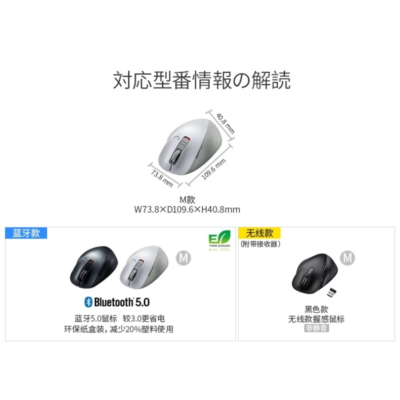 ELECOM-ratón inalámbrico con Bluetooth, ergonómico silencioso, ligero, para juegos de oficina y negocios, accesorios para portátiles MacBook - imagen 5