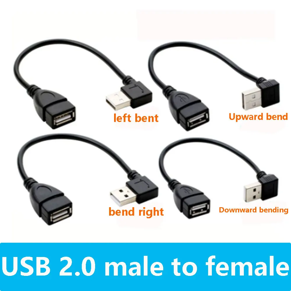 1 Uds. Línea adaptadora USB arriba, abajo, izquierdo y derecho, codos USB 2,0 macho a hembra, línea de conexión de extensión
