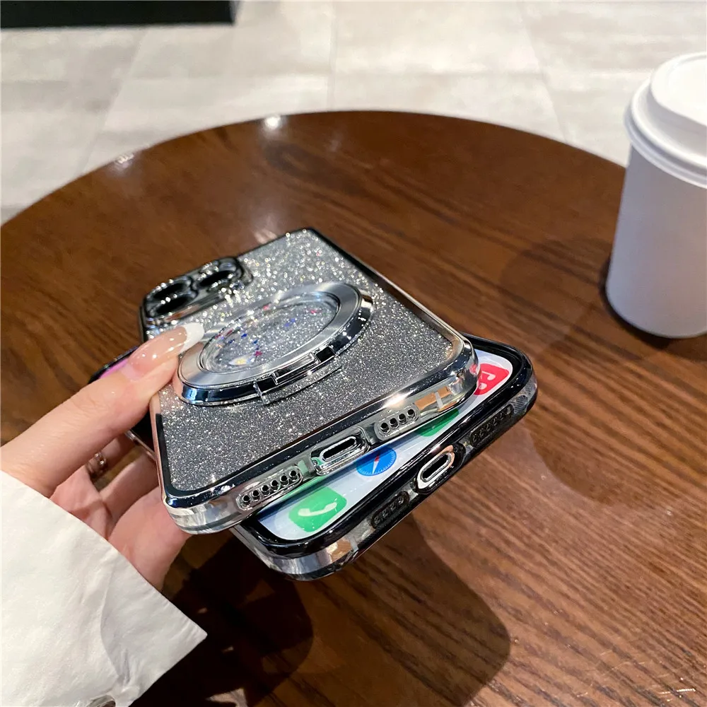 Funda con soporte de arena movediza brillante para Huawei P30 Lite P40 P50 Pro P Smart 2021 Mate 60 Pro, soporte de anillo, gradiente Bling Cover - imagen 5