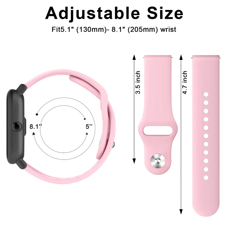 Correa deportiva de silicona para reloj inteligente Amazfit Bip 6 5, repuesto rápido, pulsera transpirable de 22mm, accesorios para Amazfit Bip 6 5 - imagen 4