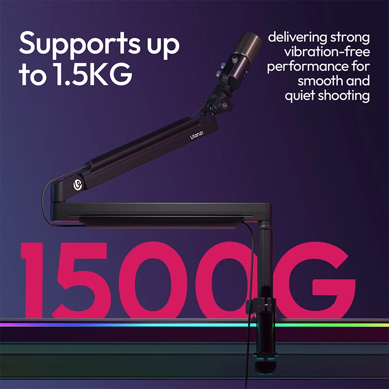 Ulanzi ZJ05 Brazo de brazo de micrófono ajustable con 360 °   Bola de carga de 1,5 kg para fotografía de Vlog en vivo con micrófono/cámara/teléfono - imagen 3
