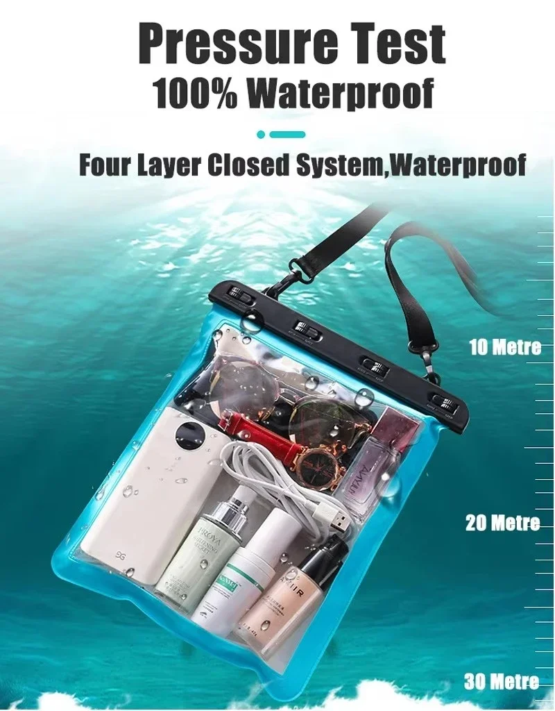 Bolsa impermeable subacuática de gran capacidad para exteriores, funda para IPad Air, IPhone, teléfono, tableta, natación, viaje, cubierta de almacenamiento en seco - imagen 2