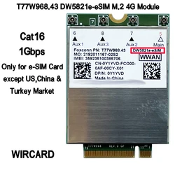 Dell DW5821e-eSIM X20 Módulo LTE Cat16 5420 5424 7424 7400 7210