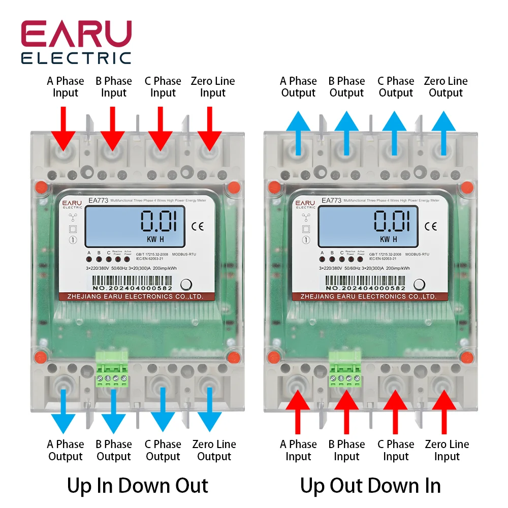 Trásico 4 cables 300A 3*220V/380V cableado directo multifuncional medidor de energía de alta carga Monitor pantalla retroiluminada RS485 - imagen 5