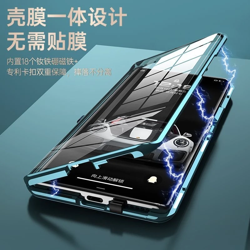 Para Realme 12 Pro Plus 12pro funda de vidrio templado de doble cara de adsorción magnética para Oppo Realme12 Pro + cubierta dura con marco de Metal - imagen 3