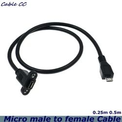 Cable Extensión Micro USB 2.0 Macho-Hembra para Montaje en Panel