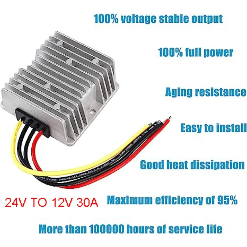 Convertidor reductor de 24V a 12V, 10A, 15A, 20A, 30A, 24V-12V CC, regulador de voltaje Buck para coches, barcos y solares