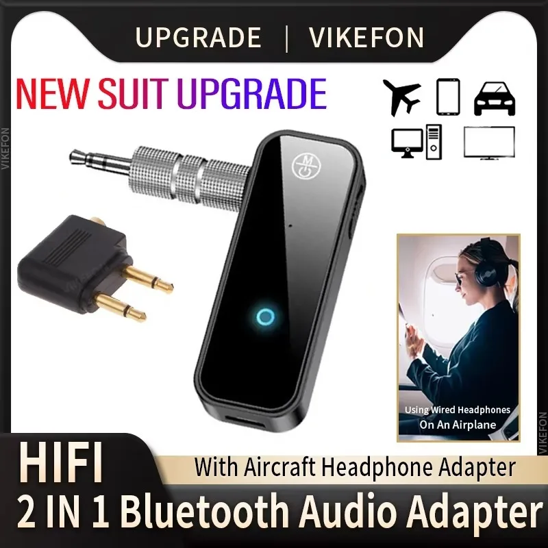 VIKEFON Bluetooth 5,0 receptor transmisor llamada 3,5mm AUX Jack USB Dongle estéreo música adaptador de Audio inalámbrico para TV PC Kit de coche