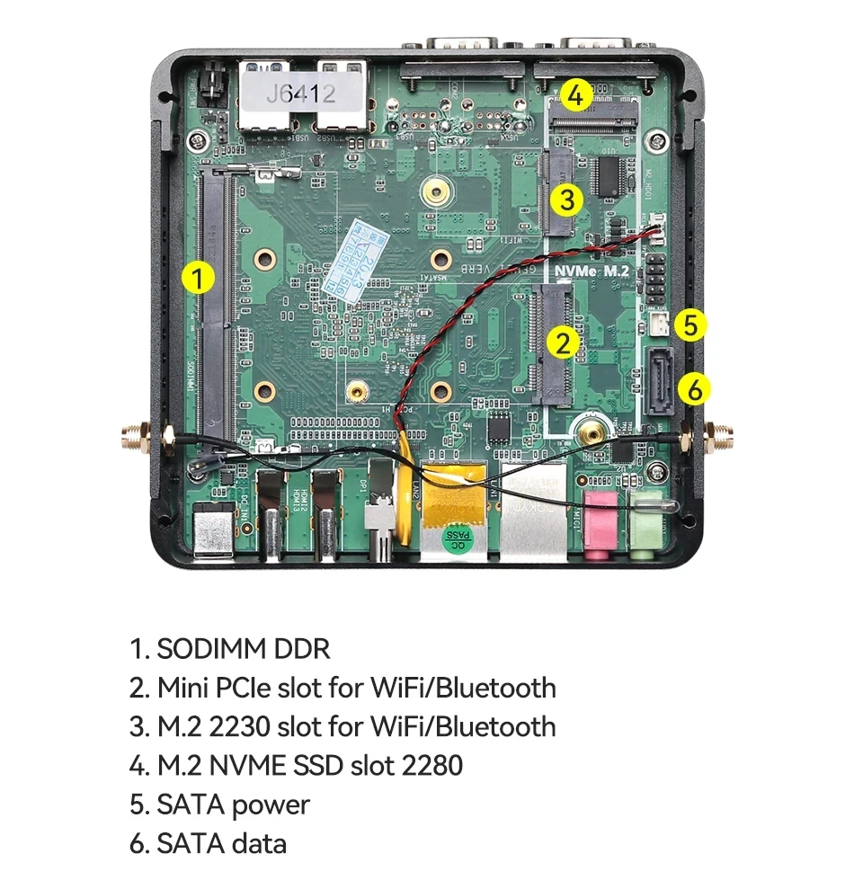 Mini PC industrial 2LAN2COM con Celeron J6412/N100 compatible con Windows10/11 Linux Pfense con computadora 4xUSB 1xDP1.4 2xHDMI2.0 - imagen 4