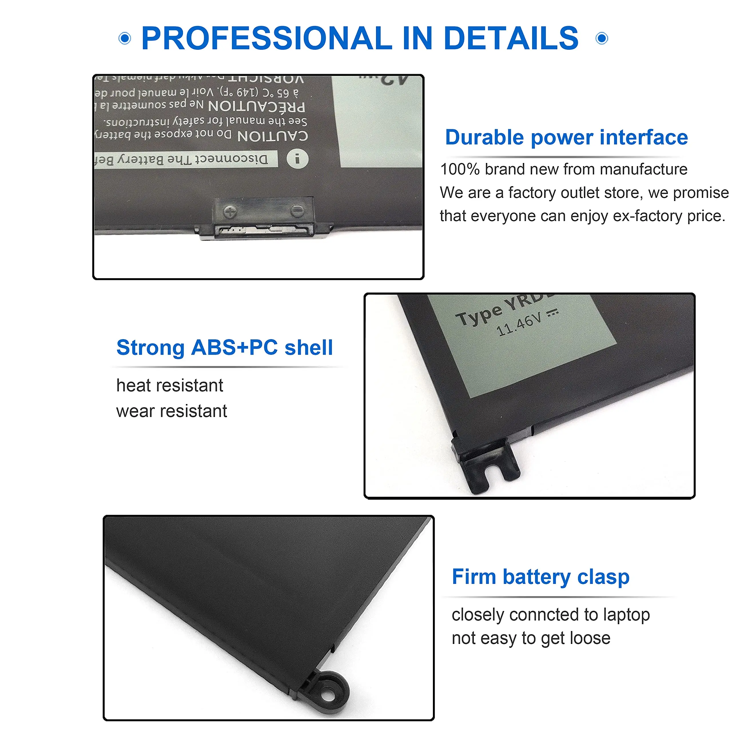 Reemplazo de batería del portátil YRDD6 42WH para Dell Inspiron 15 3000 serie 3583 3593 3582 3584 Inspiron 15 5000 serie 5582 5584 5593 5594 Inspiron 17 3000 serie 3793 Fit 1VX1H VM732 batería - imagen 5