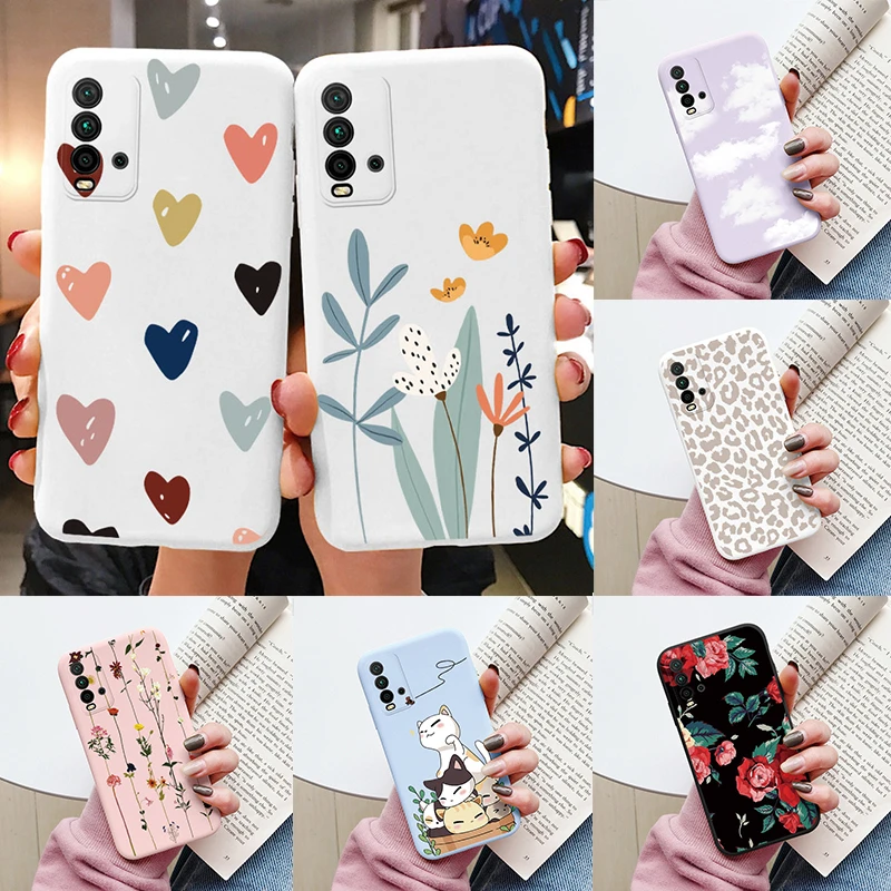 Funda de flor de corazón para Redmi 9T, funda de teléfono bonita de silicona a prueba de golpes, funda suave para Redmi 9T 9 T Redmi9T, carcasa de dibujos animados encantadora