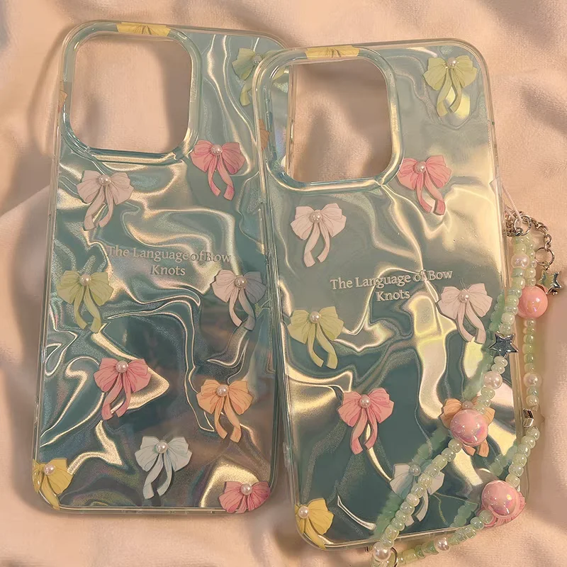 Funda con lazo de perlas para Samsung Galaxy A56 A26 A36 A06 A05 A24 A50 A53 A33 A51 A31 A12 A32 A52 A22 A13 A23 A04 A03 A02S M23 - imagen 3