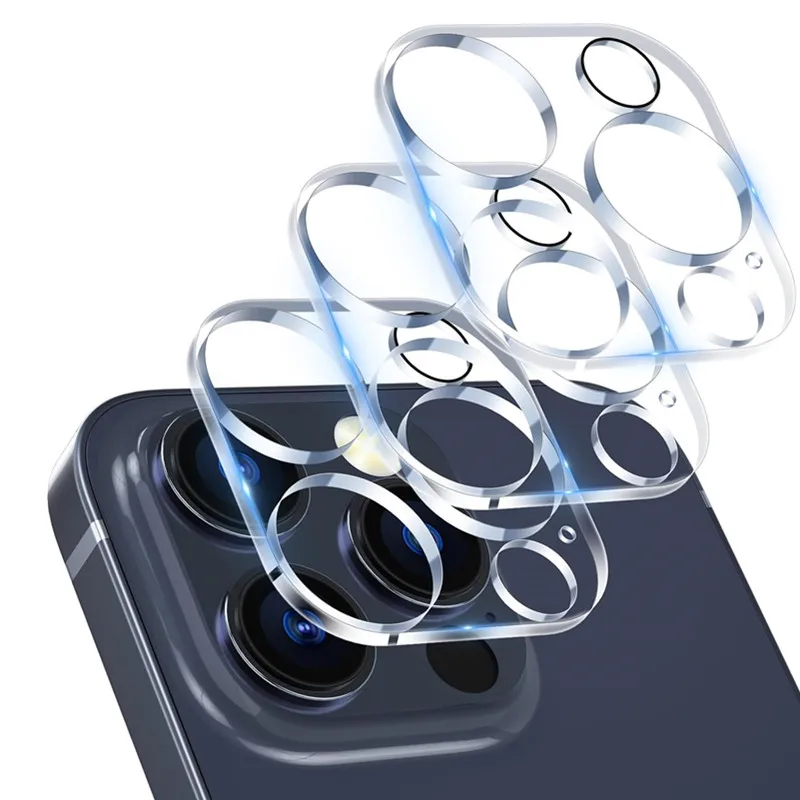 Protector de lente de cámara de teléfono móvil de vidrio templado para IPhone 15, 14, 13, 11 Pro Max, 12 Mini Plus, 15Pro, IPhone 15, cubierta de lente, 3 piezas