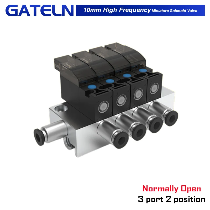 Válvula de control normalmente abierta de 2 posiciones y 3 vías, válvula solenoide miniatura de alta frecuencia, válvula de vacío de 10mm y 30Hz