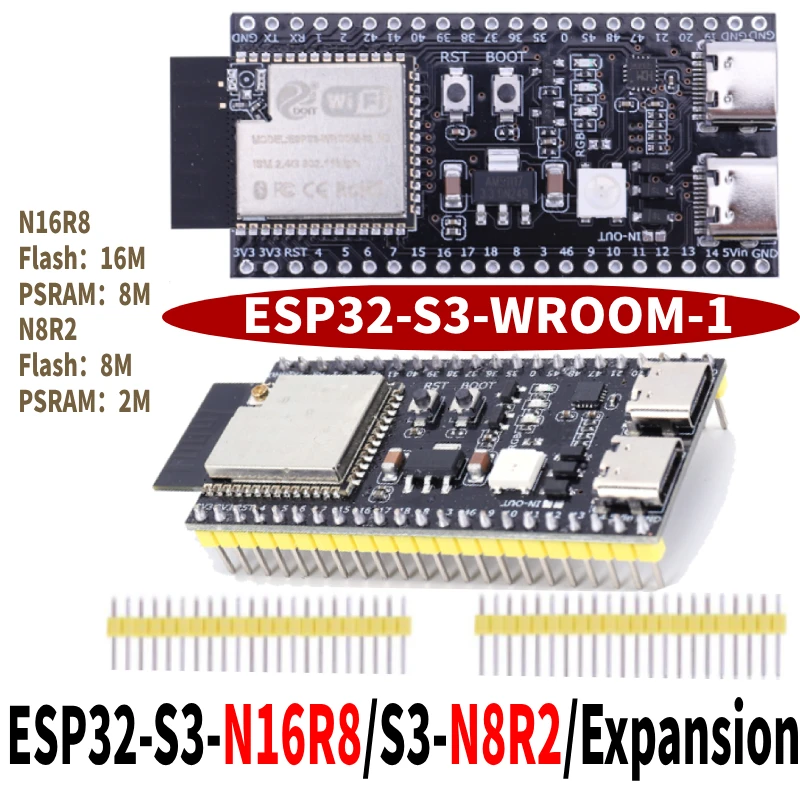 Placa de desarrollo ESP32-S3-DevKitC-1, módulo Wifi Bluetooth 2,4G, 8M, PSRAM, 16M FLASH N16R8, cabezal de 44 pines tipo C ESP32 S3 para Arduino