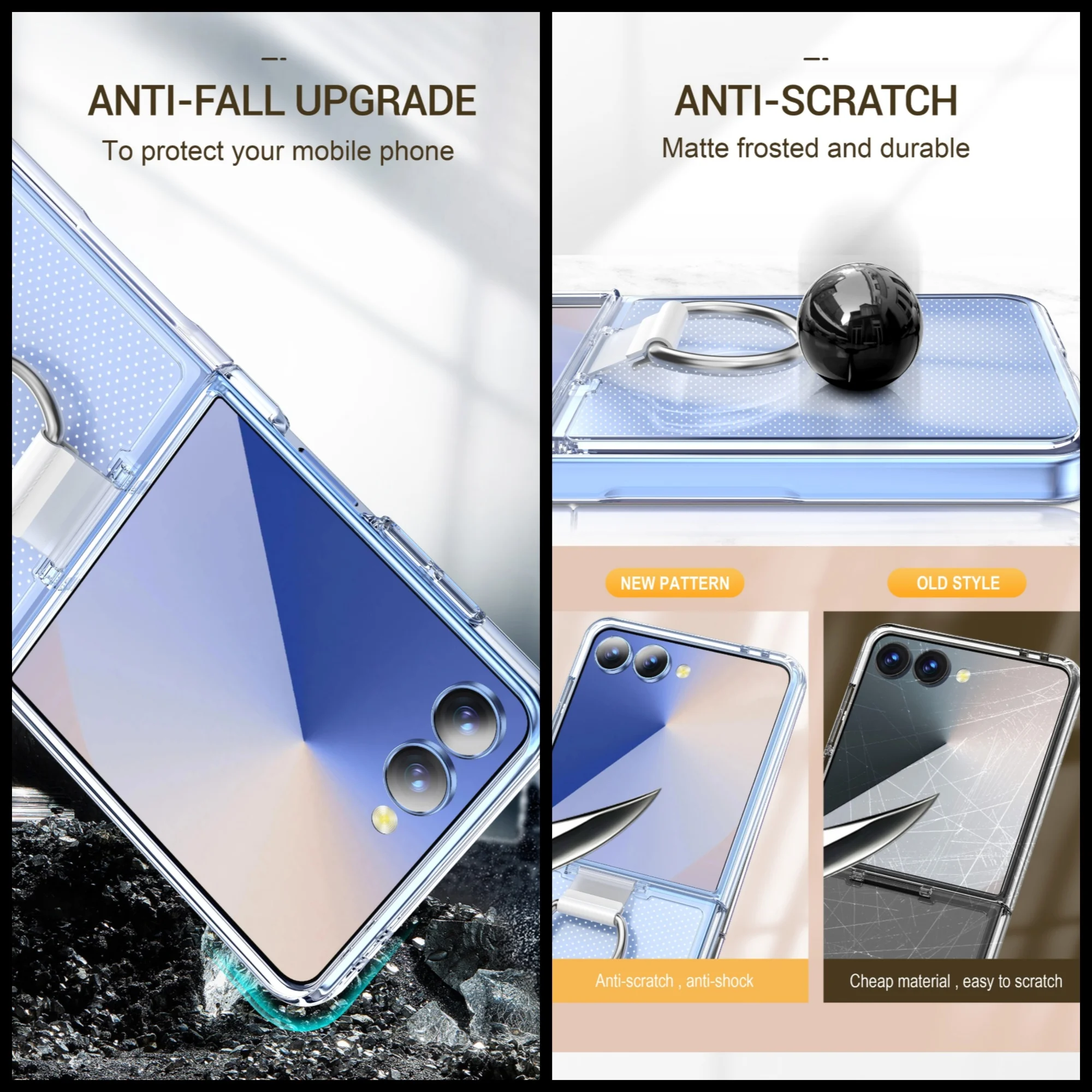 Funda de teléfono con agarre de anillo para dedo, armadura de PC mate de lujo para Samsung Galaxy Z Flip7 ZFlip 7 6 5 4 3 5G Zflip6 Zflip5 Zflip7 Candy Funda - imagen 5