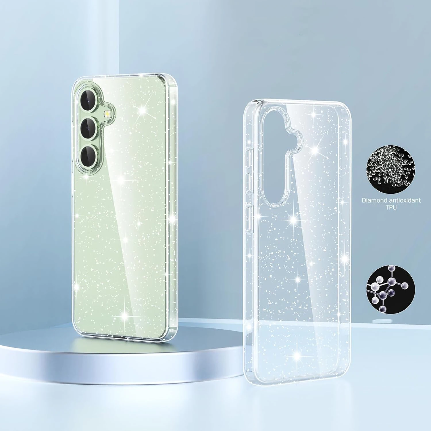 Funda transparente con purpurina para Samsung Galaxy S25 Ultra S24 Plus S23 FE S22 S21 S20 A55 5G A35 A25 A15 A16 A06 accesorios de cubierta de teléfono - imagen 4