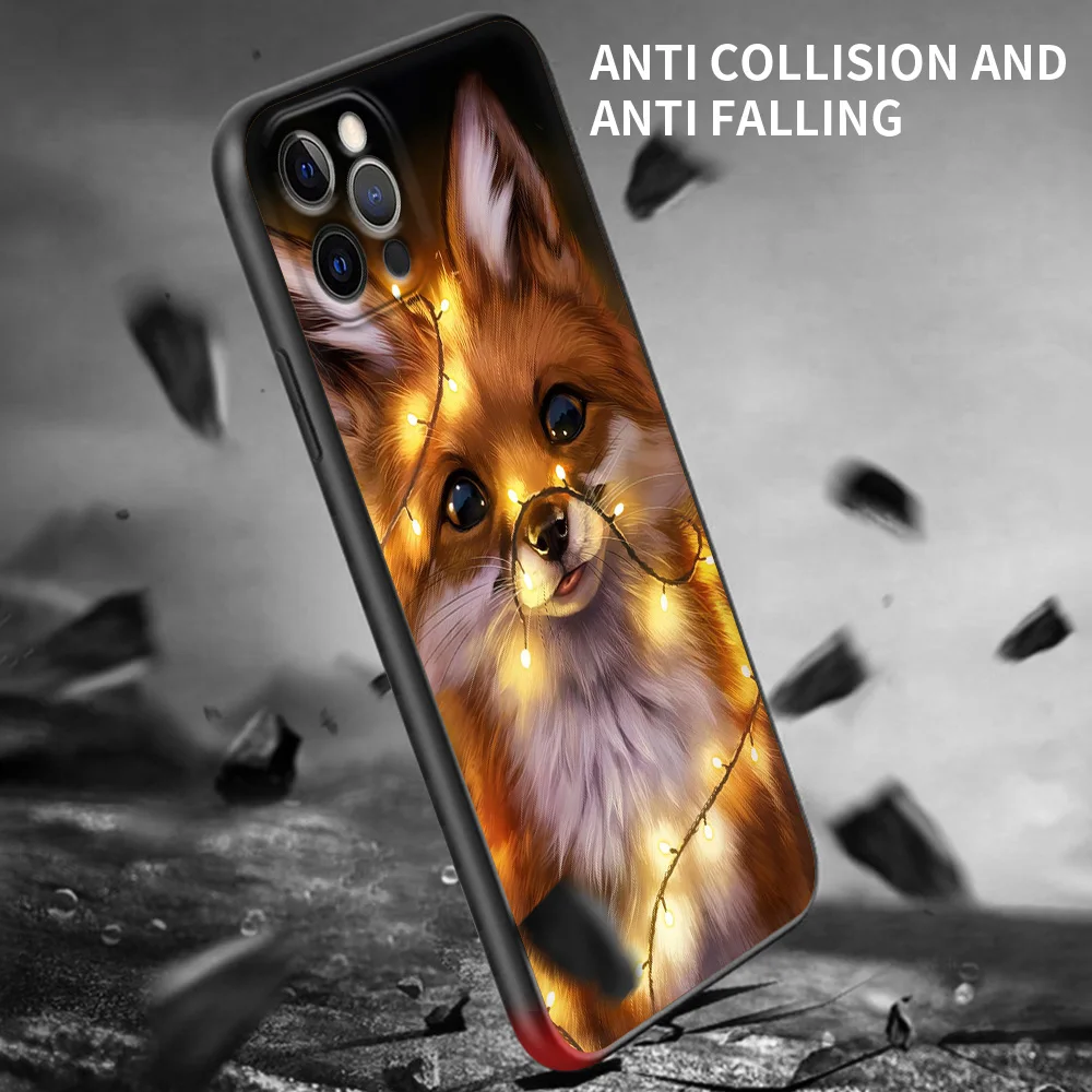 Funda de teléfono con bonito zorro y animal de dibujos animados para iPhone 13, 15, 14, 12, 11 Pro MAX XR X SE XS 7, 8 Plus, funda suave de lujo para iPhone13 15 14 - imagen 4