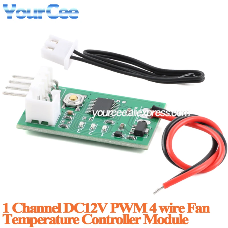 5 uds/1 unidad 1 canal DC12V PWM 4 cables controlador regulador de velocidad del ventilador interruptor de Control de temperatura del ordenador CPU ventilador enfriador alarma STK