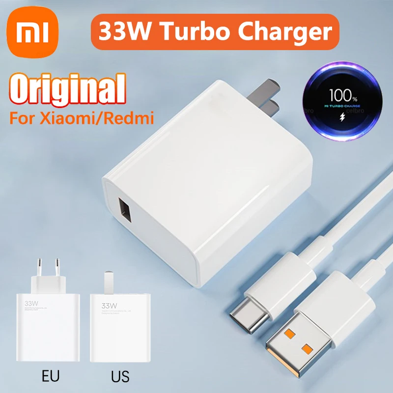 Xiaomi-Cargador rápido Original para teléfono móvil, dispositivo de carga Turbo de 33W, para Mi 11 Lite 5G NE 10 Redmi Note 13 12 POCO X5 M4 Pro Pad 6