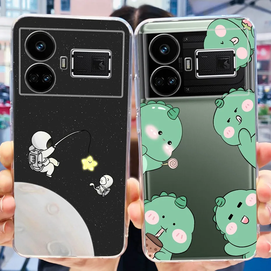 Funda de silicona blanda para Realme GT5, carcasa trasera de teléfono TPU transparente pintada con Gato y flores, para Realme GT5 240W GT 5 5G - imagen 4