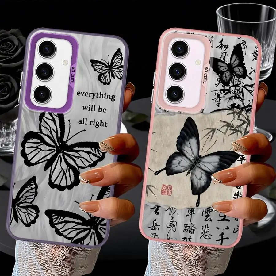 Hermosa funda de mariposa para Samsung Galaxy A36 A53 A24 A26 A73 A32 A33 A34 A23 A25 A22 A52 funda trasera para teléfono