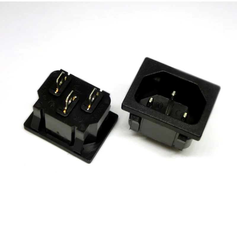 Enchufe de alimentación IEC320 C8 negro, 2 terminales, toma de entrada AC 250V 2.5A AC, conector, núcleo de cobre, enchufe estadounidense y europeo, 2 uds. - imagen 4