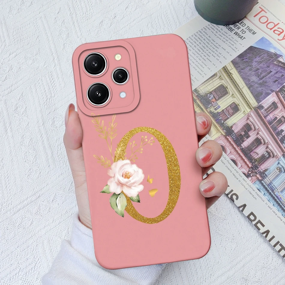 Para Xiaomi Redmi 12 12C 11A funda de teléfono Rosa 26 letras suave silicona líquida a prueba de golpes cubierta rosa para Redmi 12 C 11 A 4G 5G Capa - imagen 3