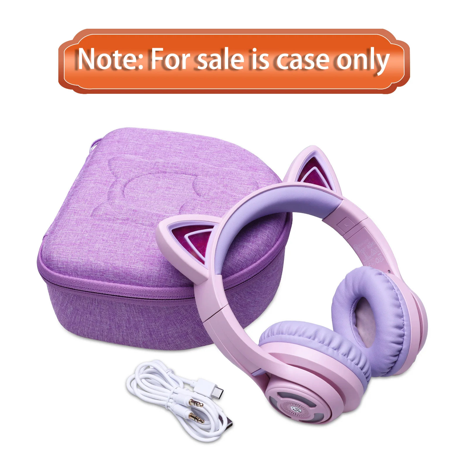 LTGEM Funda para auriculares para niños iClever Cat Ear Auriculares Bluetooth Bolsa de transporte de almacenamiento Accesorios para auriculares para niños - imagen 3