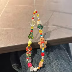 Llavero iPhone Navidad – Colgante 3D Hombre Jengibre Acrílico Cadena Antipérdida
